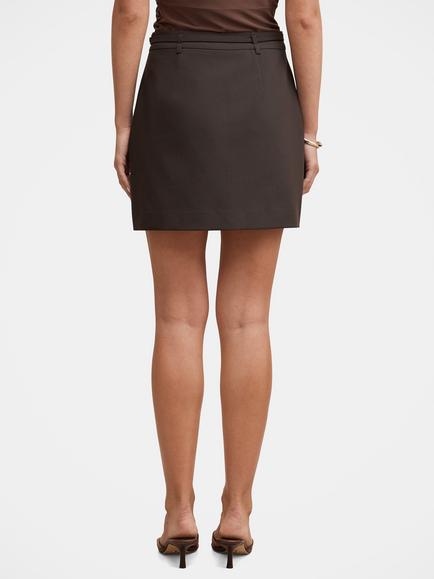 Forever New Eloise Belted Mini Skirt, Chocolate - view 2, Chocolate