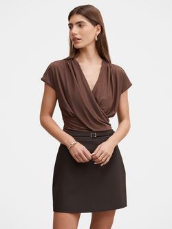 Forever New Oakley V-Neck Drape Top, Chocolate Martini, Chocolate Martini