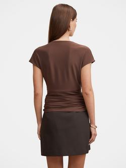 Forever New Oakley V-Neck Drape Top, Chocolate Martini - view 2, Chocolate Martini