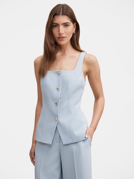 Forever New Lee Square Neck Waistcoat, Sky Blue, Sky Blue