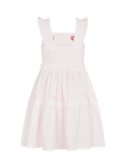 Angels by Accessorize Kids' Sleeveless Floral Embroidered Dress, White - view 2, White