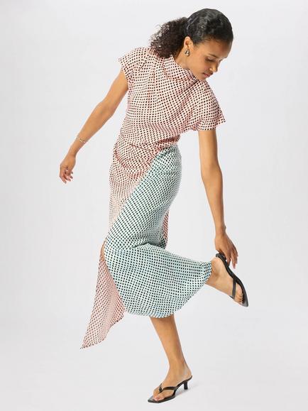 Whistles Graphic Check Cowl Neck Dress, Pink/Multi - view 2, Pink/Multi