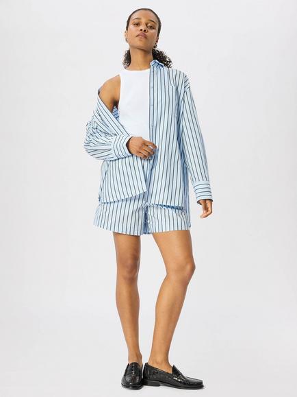 Whistles Cotton-Rich Stripe Shirt, Blue/Multi, Blue/Multi