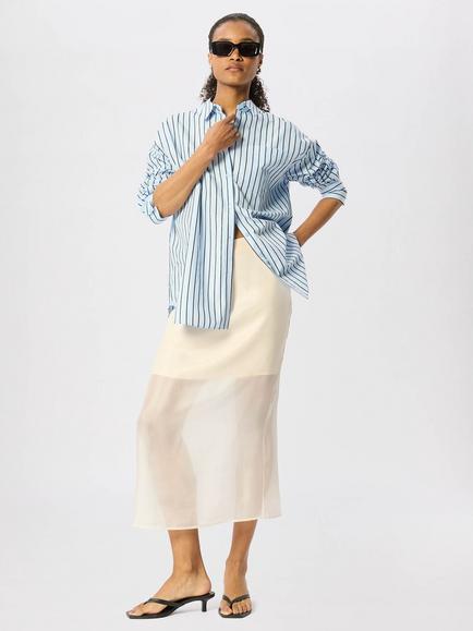 Whistles Cotton-Rich Stripe Shirt, Blue/Multi - view 2, Blue/Multi