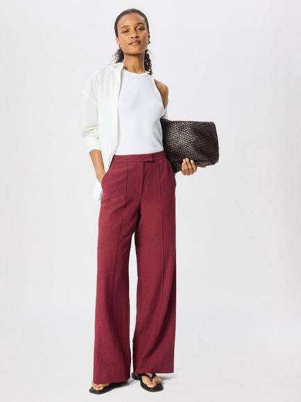 Whistles Pintuck Wide Leg Trousers, Burgundy, Burgundy