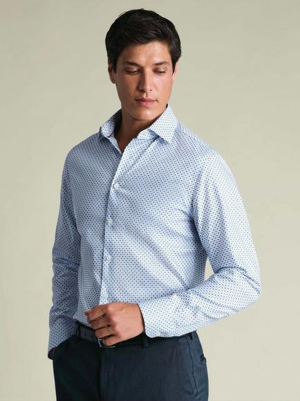 Charles Tyrwhitt Slim Fit Geometric Print Cotton Shirt, Blue