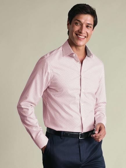 Charles Tyrwhitt Slim Fit Geometric Print Cotton Shirt, Pink