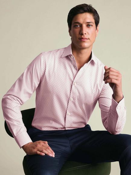 Charles Tyrwhitt Slim Fit Geometric Print Cotton Shirt - view 2, Pink