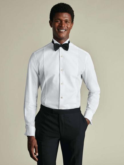 Charles Tyrwhitt Slim Fit Bib Front Wing Collar Cotton Evening Shirt, White, White