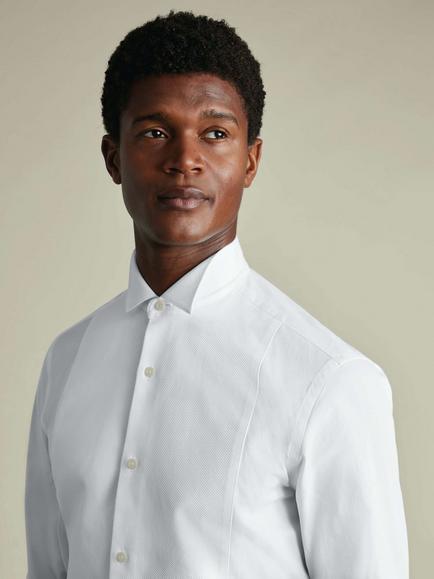 Charles Tyrwhitt Slim Fit Bib Front Wing Collar Cotton Evening Shirt, White - view 2, White