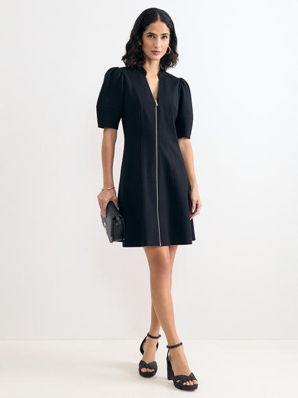 Phase Eight Alima Ponte Zip Dress, Black, Black