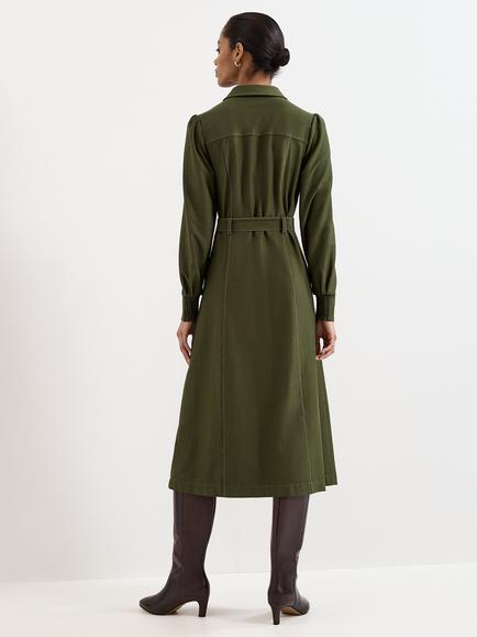 Phase Eight Avenly Button Down Shirt Dress, Green - view 2, Green