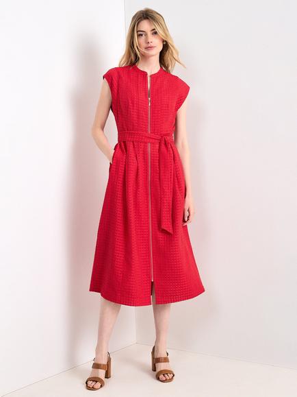 Phase Eight Plus Size Elvira Zip Through Dress, Red, Red