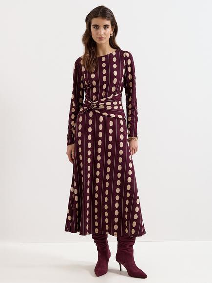 Phase Eight Eugenie Spot Print Dress, Burgundy, Burgundy