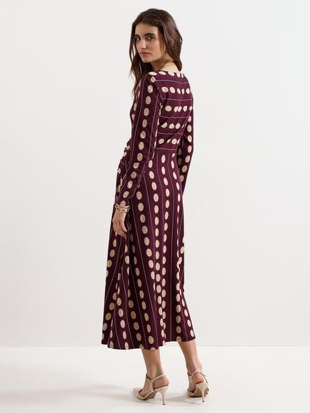Phase Eight Eugenie Spot Print Dress, Burgundy - view 2, Burgundy