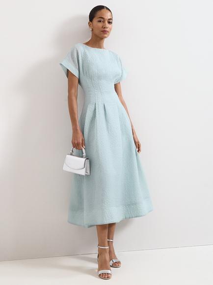 Phase Eight Laya Textured Midi Dress, Pale Blue, Pale Blue