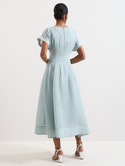 Phase Eight Laya Textured Midi Dress, Pale Blue - view 2, Pale Blue
