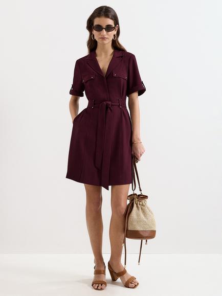 Phase Eight Marlina Mini Shirt Dress, Burgundy, Burgundy