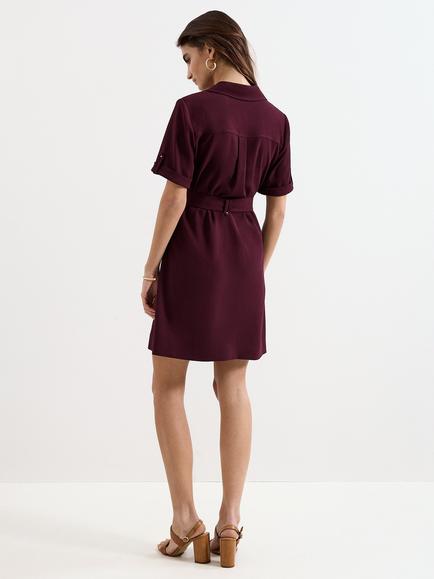 Phase Eight Marlina Mini Shirt Dress, Burgundy - view 2, Burgundy