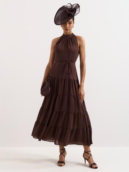 Phase Eight Nita Tiered Maxi Dress, Brown, Brown