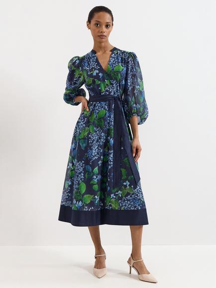 Phase Eight Nixie Floral Print Midi Dress, Navy, Navy