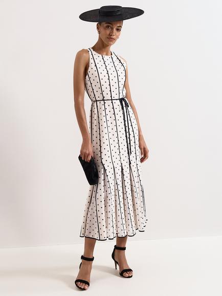 Phase Eight Petite Kimberly Spot Print Midi Dress, Ivory, Ivory