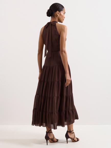 Phase Eight Petite Nita Tiered Maxi Dress, Brown - view 2, Brown