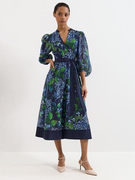 Phase Eight Petite Nixie Floral Print Dress, Navy, Navy