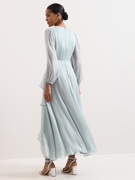 Phase Eight Sylvie Asymmetrical Hem Maxi Dress, Pale Blue - view 2, Pale Blue