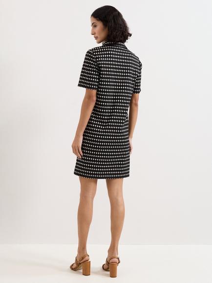 Phase Eight Vivienne Diamond Print Mini Dress, Black/Ivory - view 2, Black/Ivory