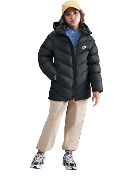 Nike Kids' All Day Play Therma-FIT Mid Puffer Jacket, Black/White, Black/White