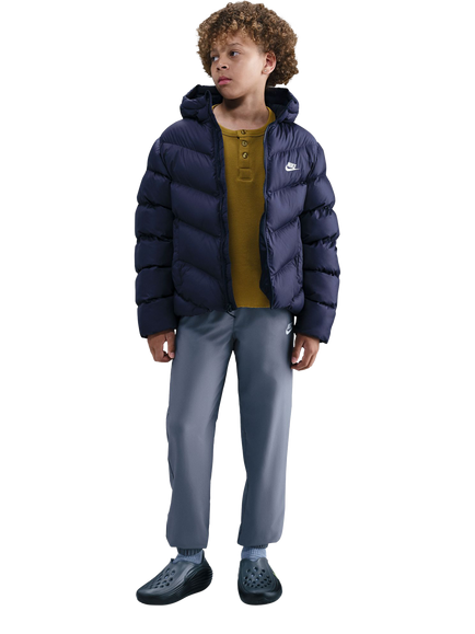 Nike Kids' All Day Play Therma-FIT Loose-Fit Puffer Jacket, Midnight Navy/White, Midnight Navy/White