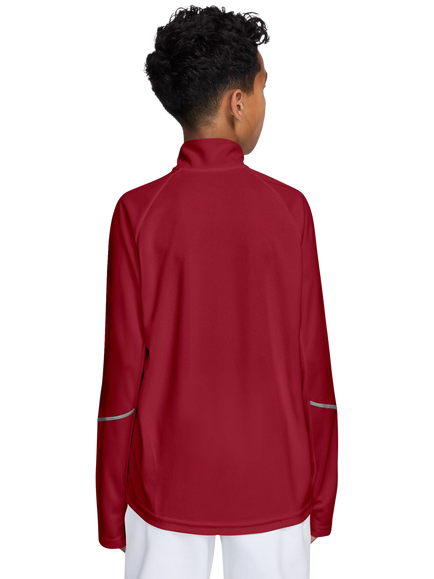 Nike Kids' Miler Dri-FIT 1/2-Zip Top, Red/Silver - view 2, Tough Red/Silver