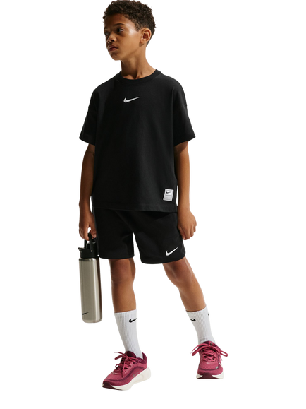 Nike Kids' Pro Dri-FIT Fleece Shorts, Black/White, Black/White