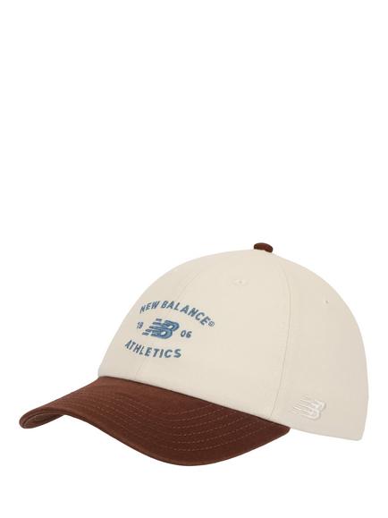 New Balance 6 Panel Athletics Cap, Black, Sea Salt/Brown
