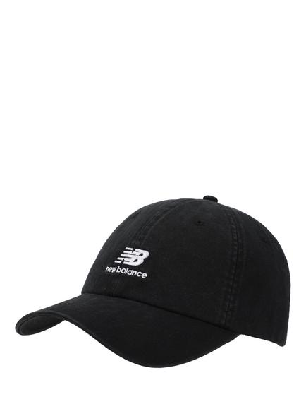New Balance 6 Panel Flying Stacked Logo Hat, Black, Black