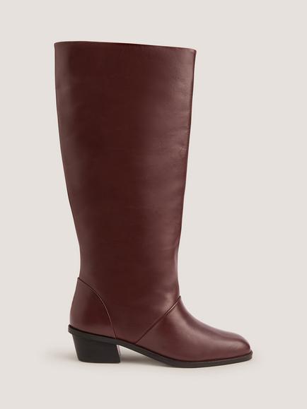 Monsoon Indi Leather Boots, Burgundy, Burgundy