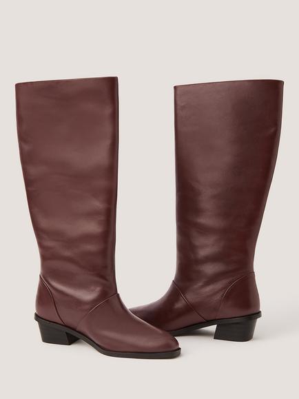 Monsoon Indi Leather Boots, Burgundy - view 2, Burgundy