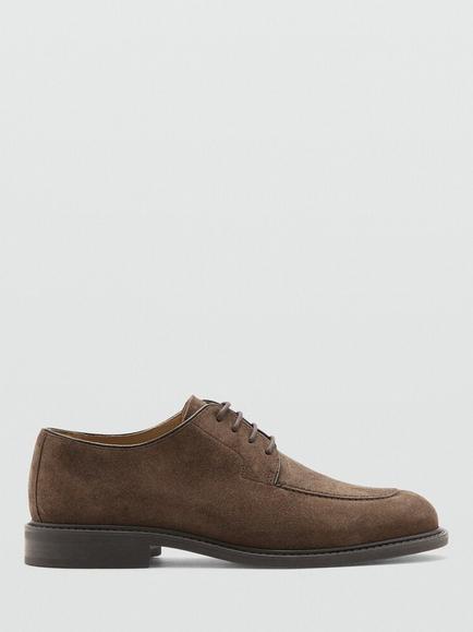 Mango Suede Derby Shoes, Taupe, Taupe