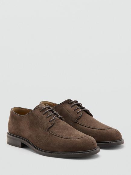 Mango Suede Derby Shoes, Taupe - view 2, Taupe