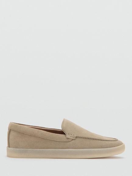 Mango Suede Leather Loafers, Cognac, Sand