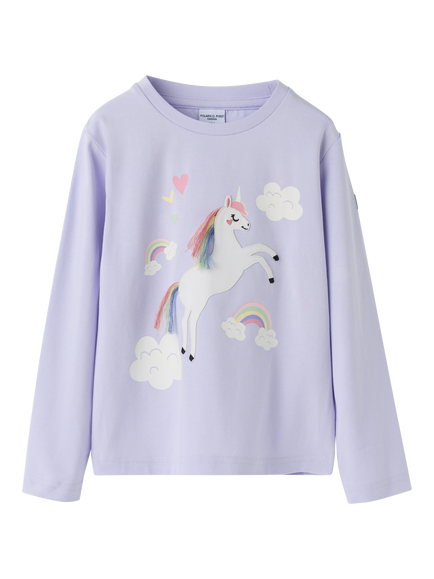 Polarn O. Pyret Kids' Long Sleeve Unicorn Top, Purple