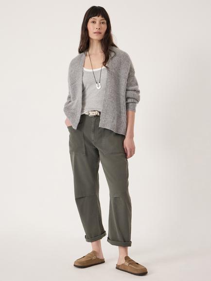 HUSH Allegra Wool Blend Pointelle Stitch Edge to Edge Cardigan, Mid Grey Marl - view 2, Mid Grey Marl