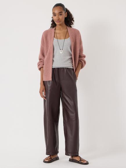 HUSH Flossie Waffle Stitch Wool Blend Edge to Edge Cardigan, Rosewood Pink - view 2, Rosewood Pink