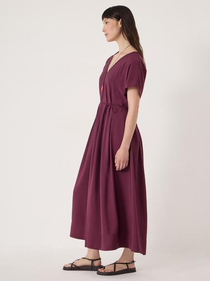 HUSH Bronte Pleated Air Flow Midi Dress containing LENZING™ ECOVERO™ Viscose, Wine Red - view 2, Wine Red