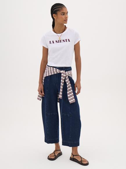 HUSH Sable Cropped Barrel Leg Jeans, Indigo, Dark Blue Indigo