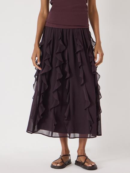 HUSH Lanae A-Line Midi Skirt, Plum Purple, Plum Purple