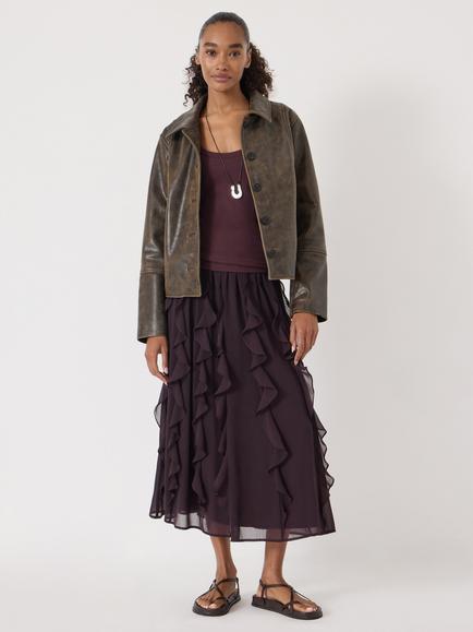 HUSH Lanae A-Line Midi Skirt, Plum Purple - view 2, Plum Purple