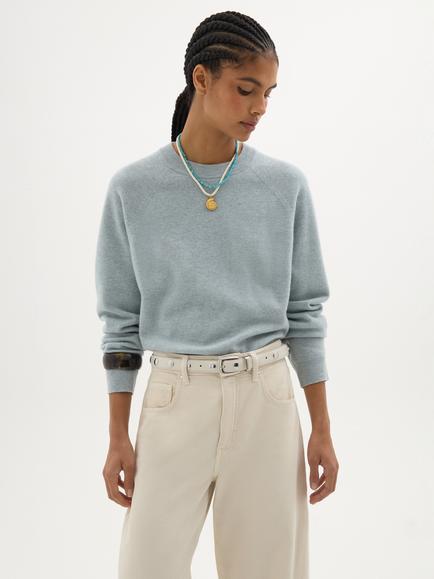HUSH Anastasia Merino Wool Round Neck Jumper, Peppermint Green, Peppermint Green