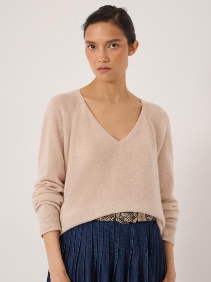 HUSH Constance Cashmere Jumper, Oatmeal, Oatmeal